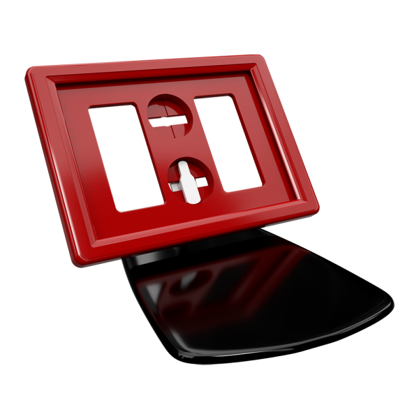 sk_Рамка ТЕХНО А8 красная, черный держатель TECHNO FOT 75 мм