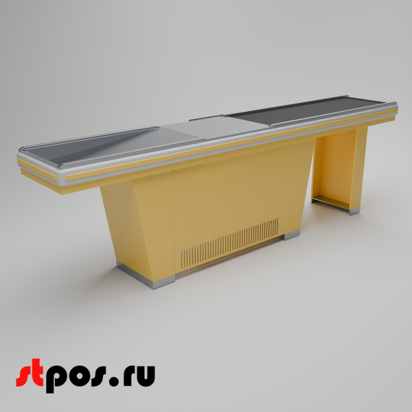 00_Кассовый бокс Stream-L-320-Т150 (тр-р 150см,шл_нерж.,б_выр_,уз_нак.), RAL1018, Желтый, Левый