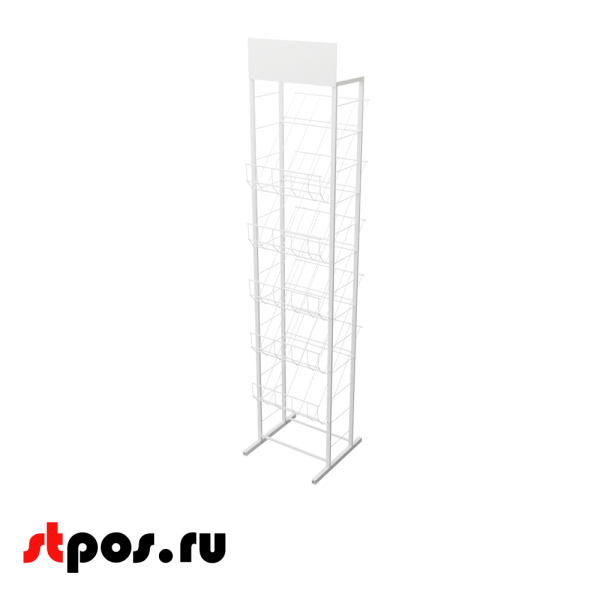 00_Стенд А3 с 5 полками, RAL9016, Белый