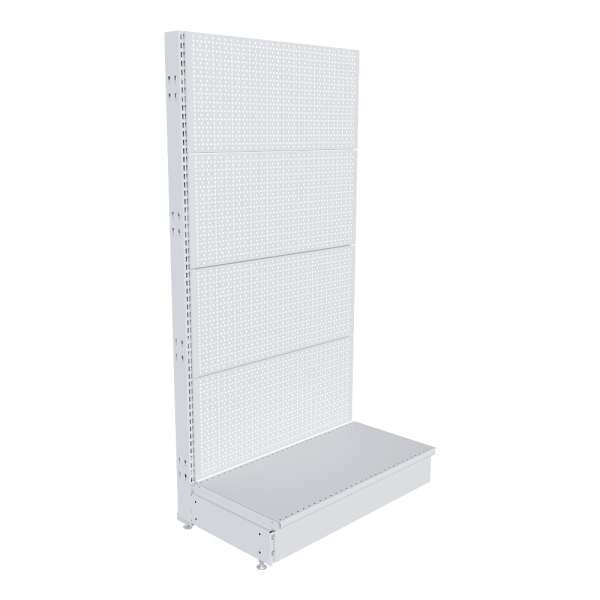 stpos_НАБОР Стеллаж 25 70 ПЕРФОРИРОВАННЫЙ пристенный1550х800хо400, 1 полка + плинтус, RAL9016, Белый