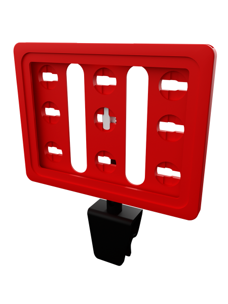 sk_Рамка ТЕХНО А7 красная, черный держатель TECHNO CL, ножка  50мм