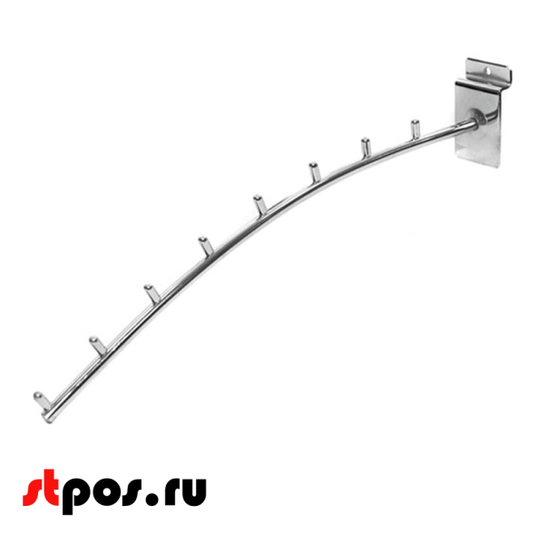 00_Кронштейн для экономпанели наклонный изогнутый 350мм, K-39, 8 штырей, хром