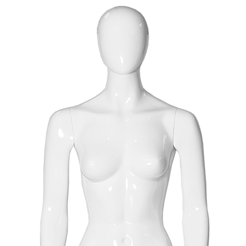 02_Манекен женский стеклопластик стоящий GLANCE 18, рост 184см (87-60-90) , без парика, белый глянец