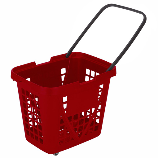 1_Корзина-тележка пластиковая 4 колеса 80л  XXL, Красный