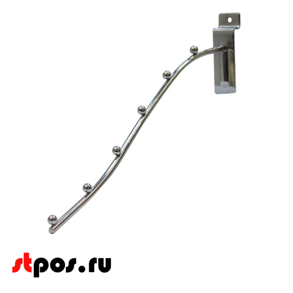 00_Кронштейн для экономпанели наклонный изогнутый, 320мм, 6 шаров, хром