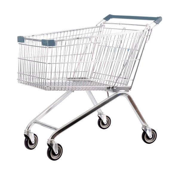 sk_Тележка покупательская 125 л (колесо 125мм), цинк+лак, без детского сиденья (европейский тип), Серый