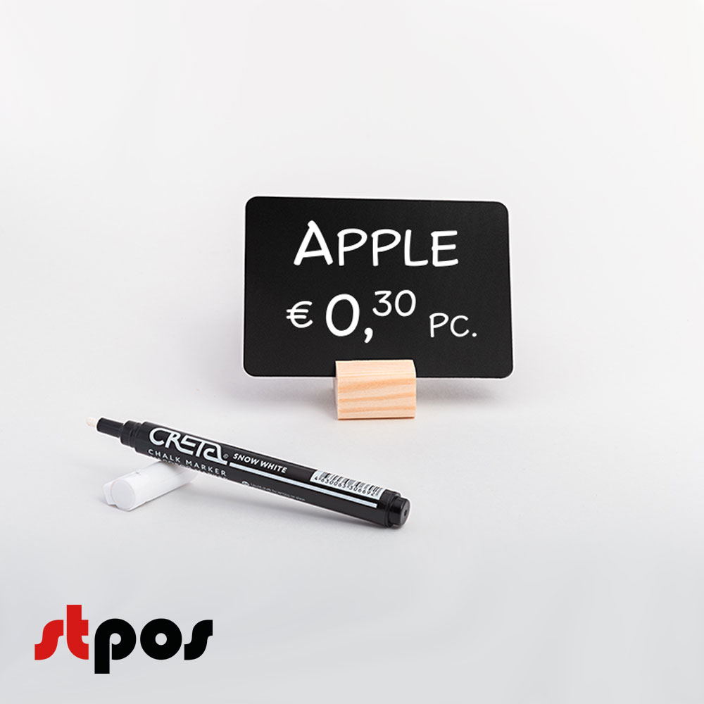 00_Набор держателей ценников WOODEN BASE1 (меловой ценник А7-6шт, маркер-1шт, деревян.держатель-6шт)