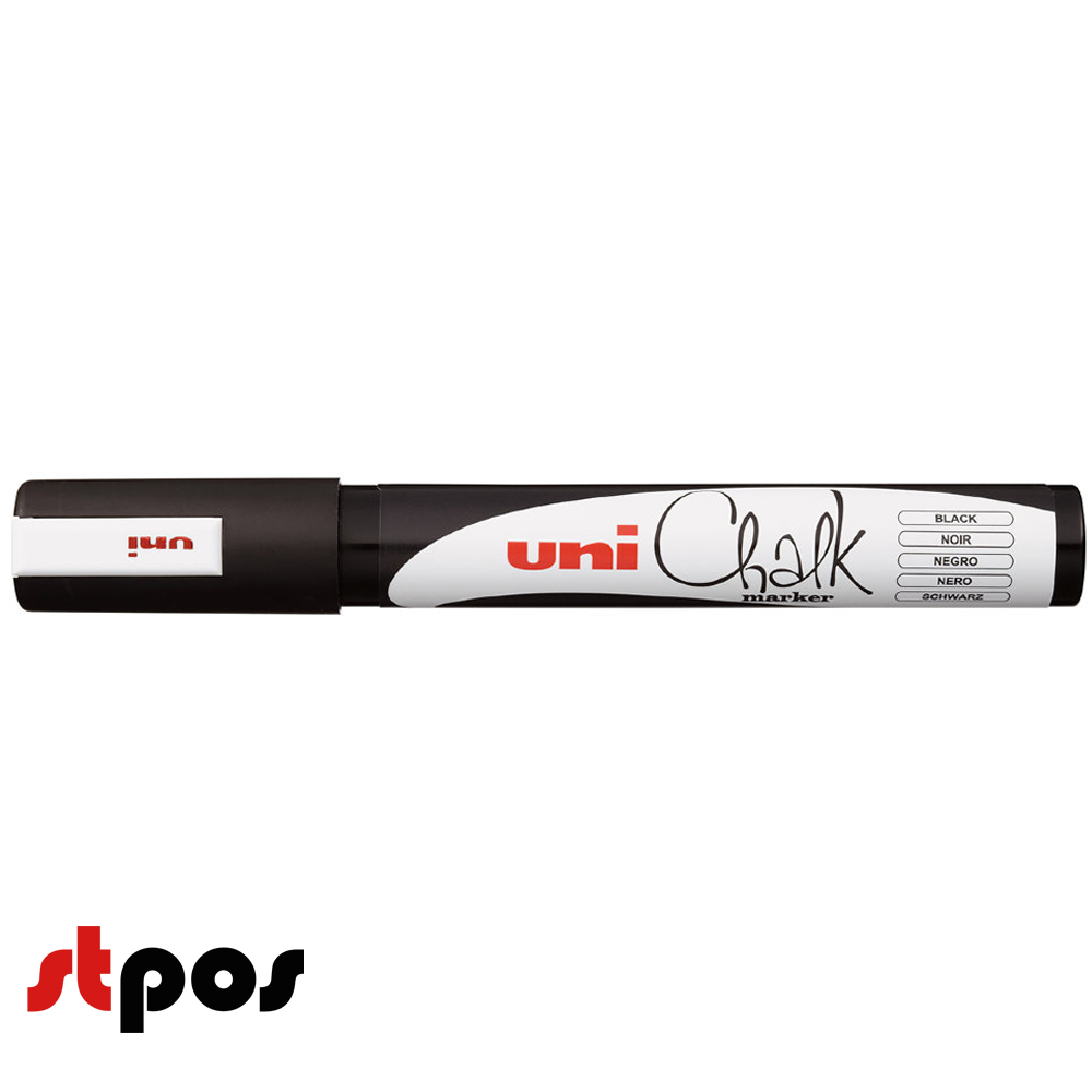1_Маркер меловой Uni Chalk 5M 1,8-2,5мм овальный ЧЕРНЫЙ