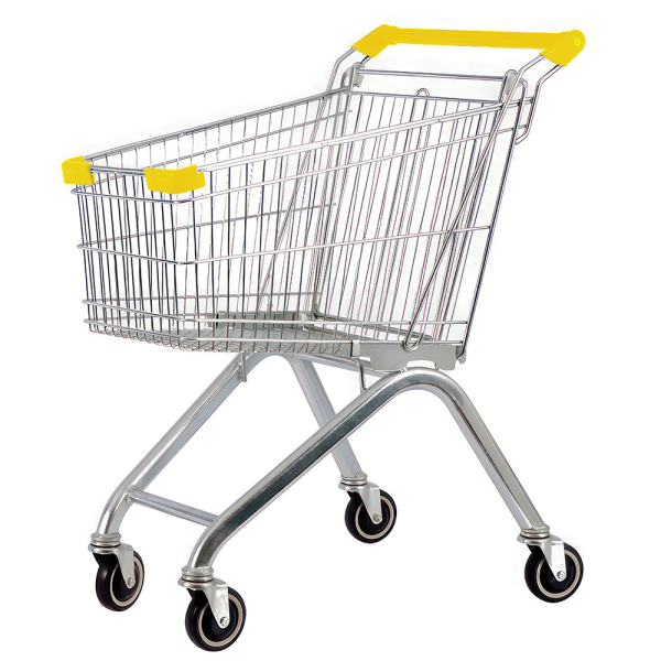 stpos_Тележка покупательская 60л, 725х450х950 мм,цинк+лак, (европейский тип), без детского сиденья, Желтый