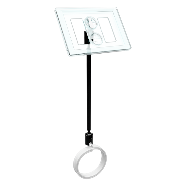 sk_Рамка ТЕХНО А8 прозрачная, черный держатель TECHNO ROLL-VL спираль-улитка на колбасу, ножка 100мм