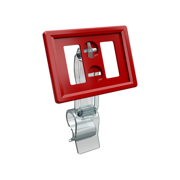 sk_Рамка ТЕХНО А8 красная, прозрачный держатель TECHNO CL-UNBO 40мм