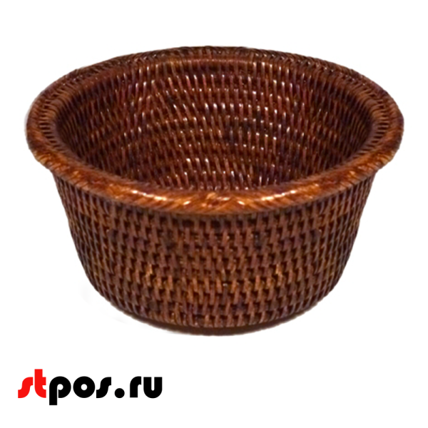 00_Салатница кругла плетеная из натурального ротанга, D-190 мм, высота 100 мм, Коричневый