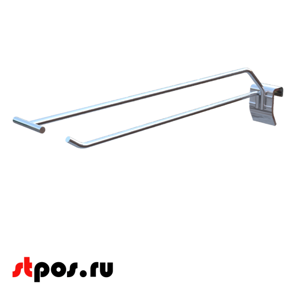 00_Крючок для штанги 30х15 (овал) одинарный с ценникодержателем 250мм, d5d4, цинк-хром