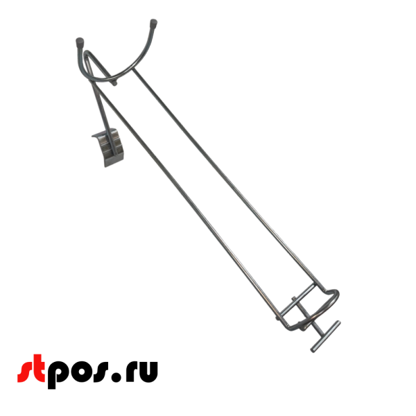 00_Держатель для блендеров с ценникодержателем SHOLS, крепление с зажимом на штангу 30х15 мм, Хром