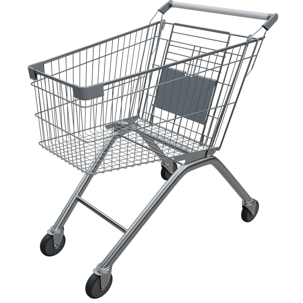 sk_2_Тележка покупательская 60 литров c детским сидением, цинк+лак,(европейский тип), Серый
