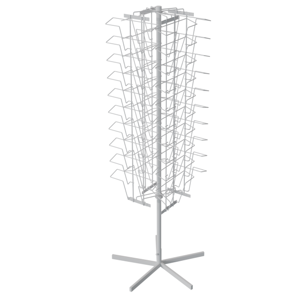 sk_КОМПЛЕКТ Буклетница вращающаяся 40 ячеек А4 горизонтальная, опора 5-ти лучевая, RAL9016, Белый