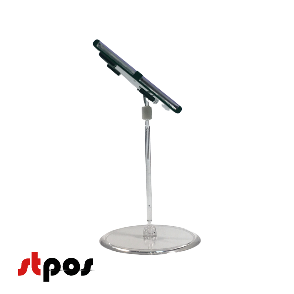 01 Кассета цен формата A7L на прозрачном держателе и прозрачной круглой ножке. Цвет кассеты — зелёный. На фото кассета расположена на держателе под наклоном. Ракурс — вид сбоку