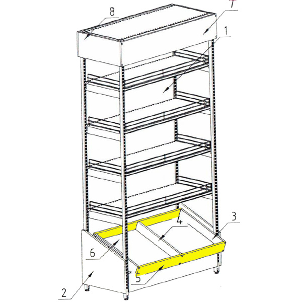 1_ЛДСП передняя стенка лотка 90х635мм (изд.5) стеллажа-экспозитора алкогольного пристенного 2105х650