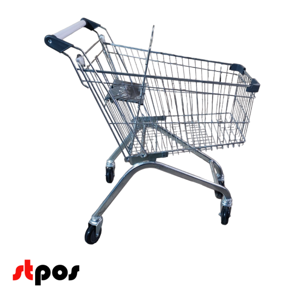 00_Тележка покупательская 60 литров, цинк+лак, c детским сидением (европейский тип), Серый
