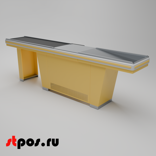 00_Кассовый бокс Stream-L-320-Т150 (тр-р 150см,шл_нерж.,б_выр_,уз_нак.), RAL1018, Желтый, Правый