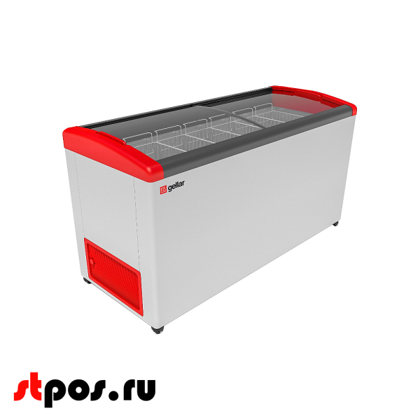 00_Морозильный ларь GELLAR FG 600 E 520 л, изогнутое стекло, Красный