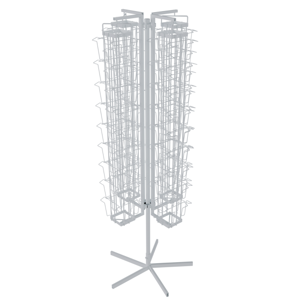 sk_КОМПЛЕКТ Буклетница вращающаяся 144 ячейки для открыток (А5/А6), опора 5-и лучевая, RAL9016, Белый