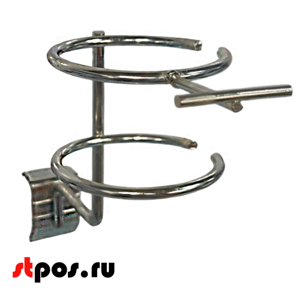 00_Держатель для фенов с ценникодержателем SHOLS, крепление с зажимом на штангу 30х15 мм, Хром