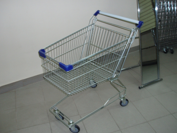 1_Тележка покупательская 100 литров, цинк+лак, без д/с, без поддона (азиатский тип), Синий