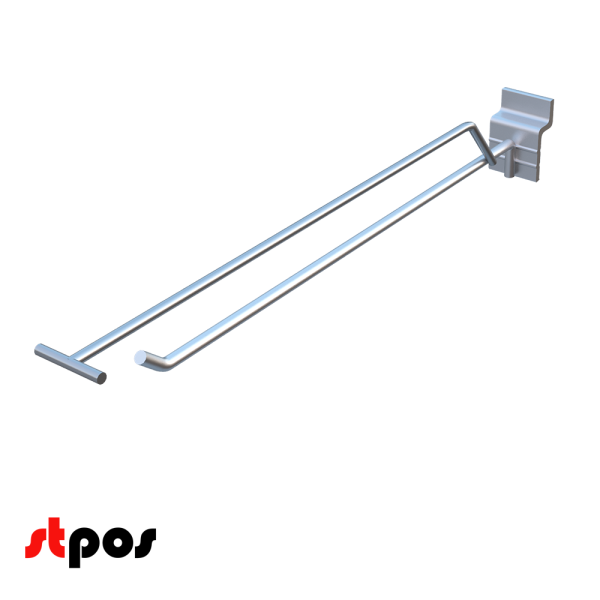 00_Крючок для экономпанели одинарный с ценникодержателем 200мм, d5d4, цинк-хром