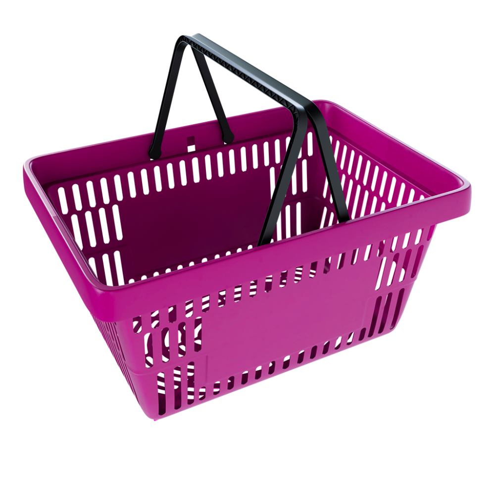 sk_Корзина покупательская пластиковая с 2 черными ручками, 20 л, УСИЛЕННАЯ, ROCK, RAL4006, Фиолетовый