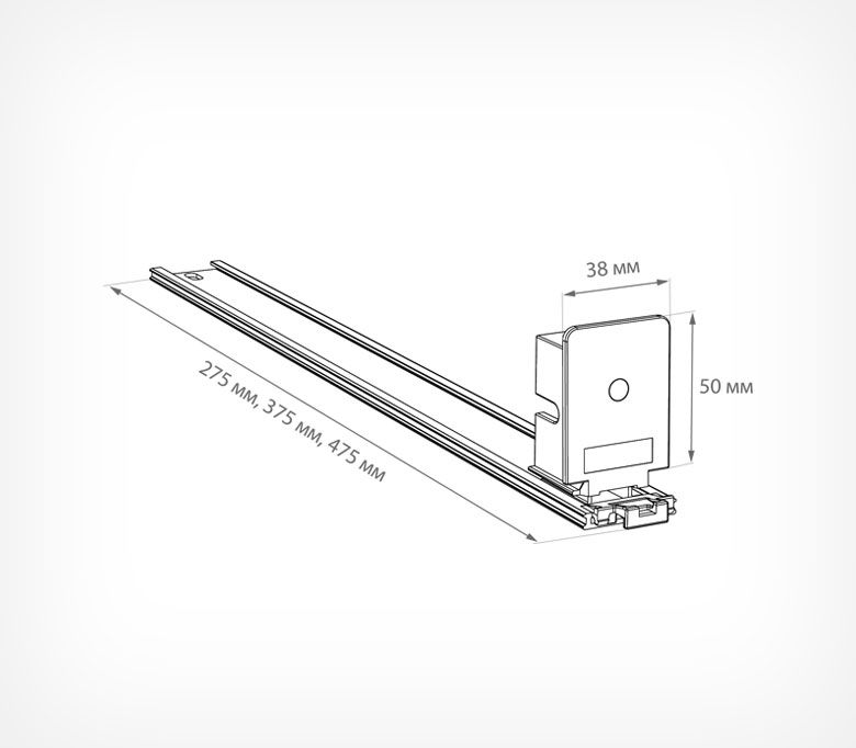 06_Пружинный толкатель 38х50мм FORTA NORMA-0 4-8N, 4-8 ньютона, без ограничителя, 485мм, серый