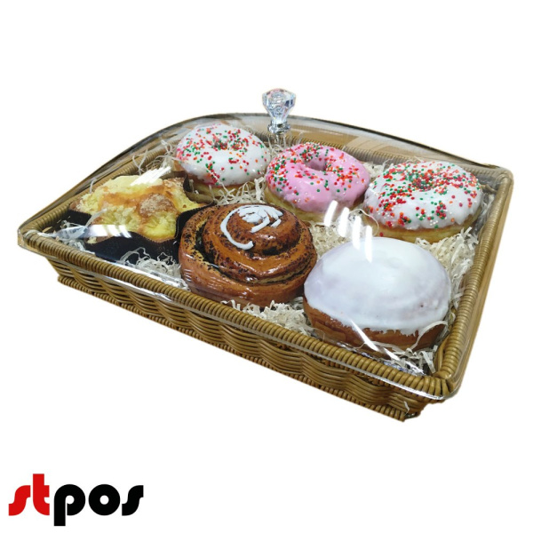 00_Корзина из полиротанга 420х315 (высота бортика 60 мм) с крышкой из поликарбоната,цвет коричневый