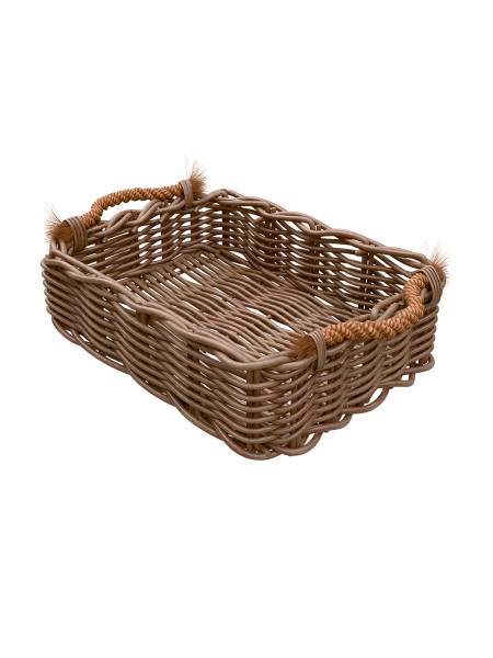 sk_Корзина прямоугольная плетеная из цельного ротанга, 360х250х100 мм, Серая