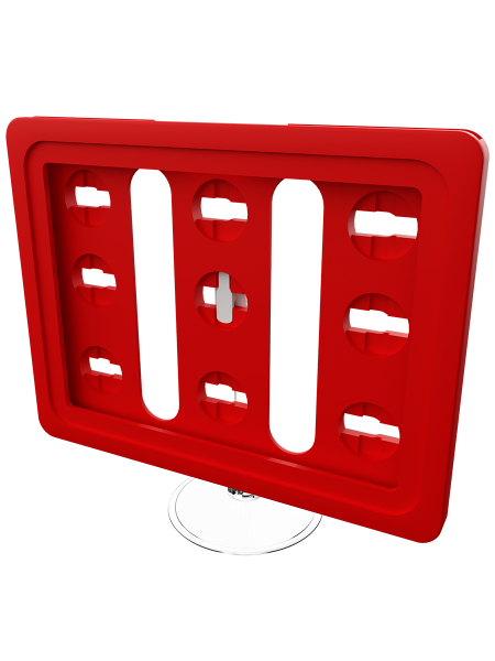 sk_Рамка ТЕХНО А7 красная, прозрачный держатель TECHNO ROUND BASE-VL 50мм, ножка  50мм