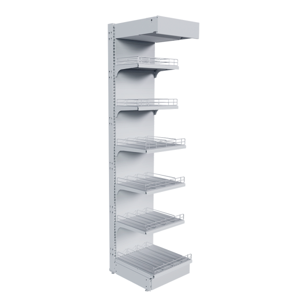 sk_НАБОР стеллаж 25 70 ГЛУХОЙ пристенный 2250х500х500 6 полок, ограничители, разделители, ценникод