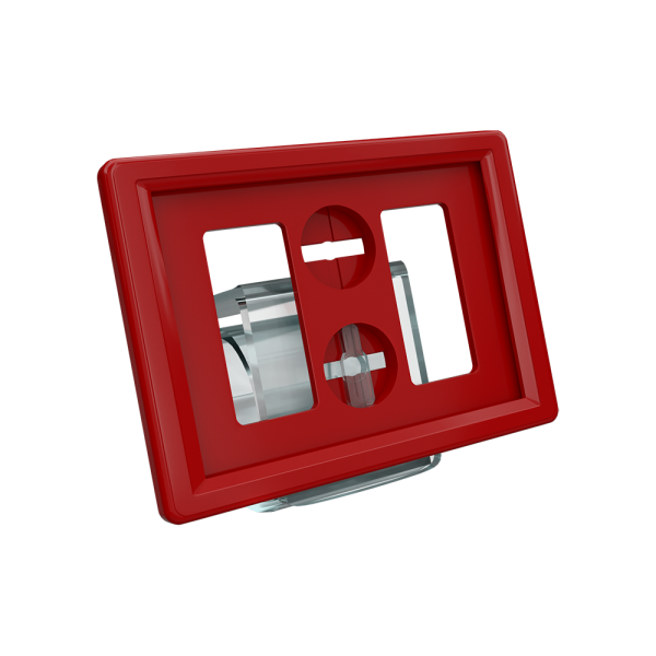 sk_Рамка ТЕХНО А8 красная, прозрачный держатель TECHNO COIL CLIP