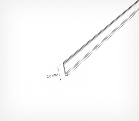 03_Схема_Ценникодержатель полочный самоклеящийся DBR20, длина 1000мм, Прозрачный цвет 03_Схема_Ценникодержатель полочный самоклеящийся DBR20, длина 1000мм, Прозрачный цвет