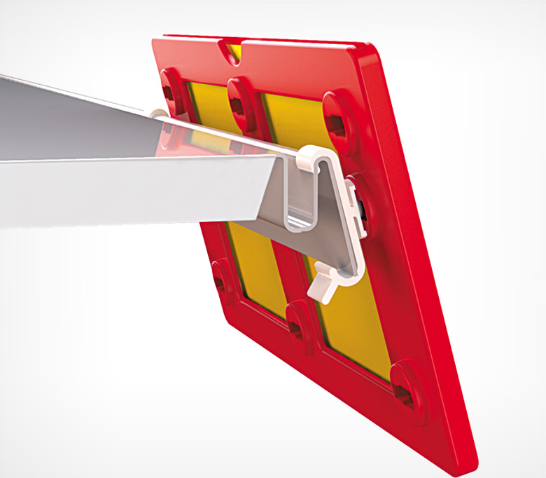 2_Клипса для крепления рамки ТЕХНО МИНИ на краю полки типа TEGOMETALL TECHNO TEGO CLIP, Белый