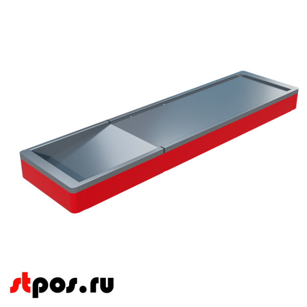 00_Рабочая поверхность для КБ МИНИМАРКЕТ ECO, узкий накопитель, длина 1500мм, МЕТАЛЛ, RAL3020, Красный