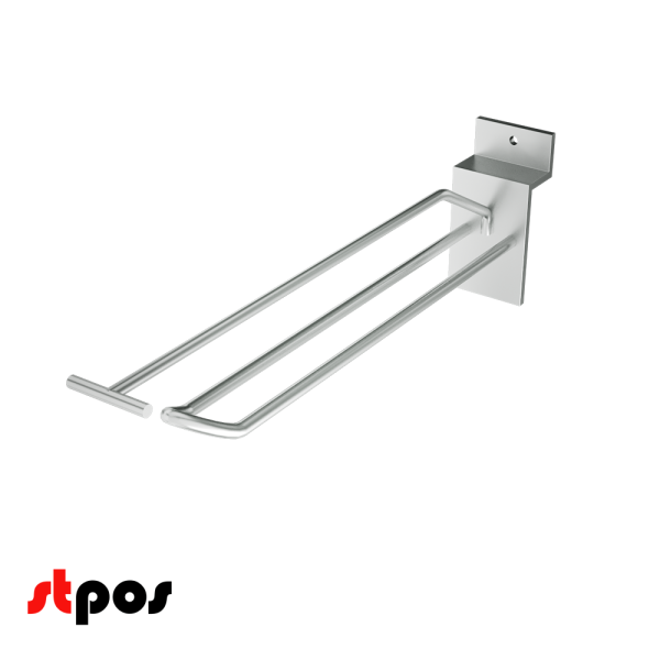 00_Крючок для экономпанели двойной с ценникодержателем 200мм, d4.8, хром