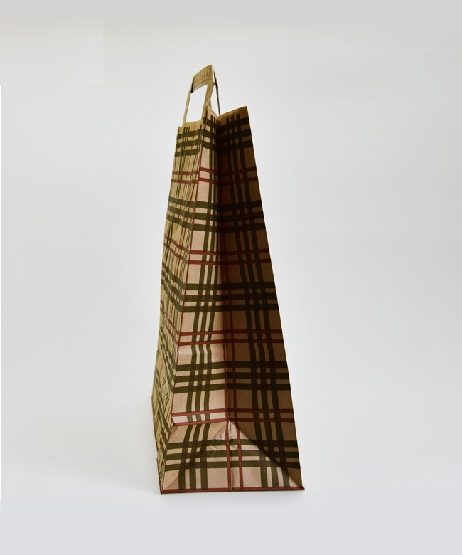 03_Крафт пакет цветной 320х320х180 мм, в клетку, Бурый