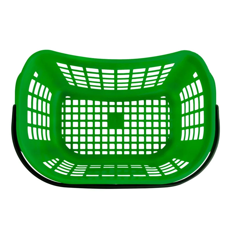 02_Корзина покупательская пластиковая с 1 пластиковой ручкой FIT 26л (ИСПАНИЯ), Зеленый