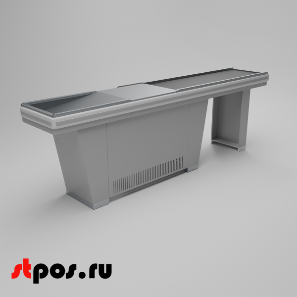00_Кассовый бокс Stream-L-290-Т150 (тр-р 150см,шл_нерж.,б_выр,уз_нак), RAL9022, Серый, Левый