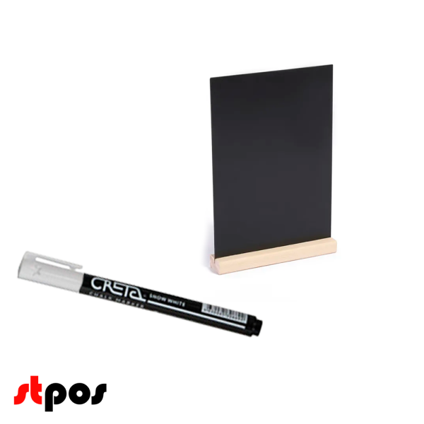 00_Тайбл-тент формата А6 с маркерной доской WOOD BASE 4 (меловой тайбл-тент А6-1шт,маркер-1шт)