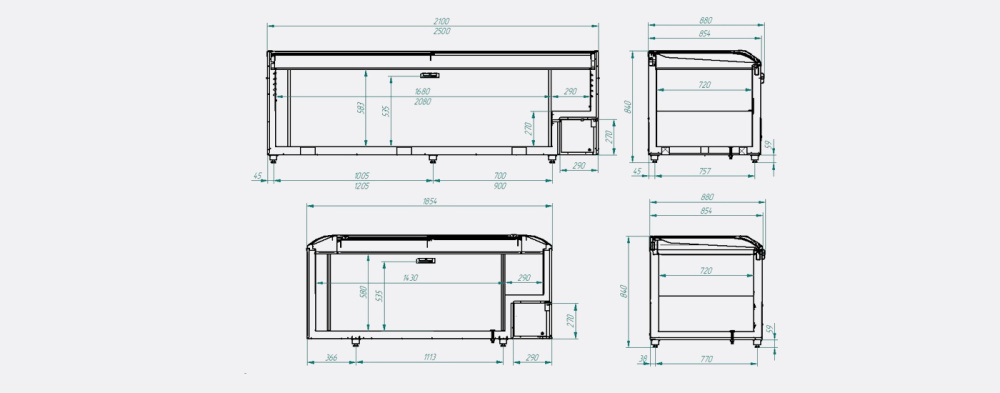 7_Морозильная ЛАРЬ-БОНЕТА ITALFROST ЛБ 2100, -18...-23_чертеж