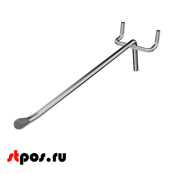 02_Крючок для перфорации одинарный, 250 мм, хром, d5мм, Шаг 50 мм