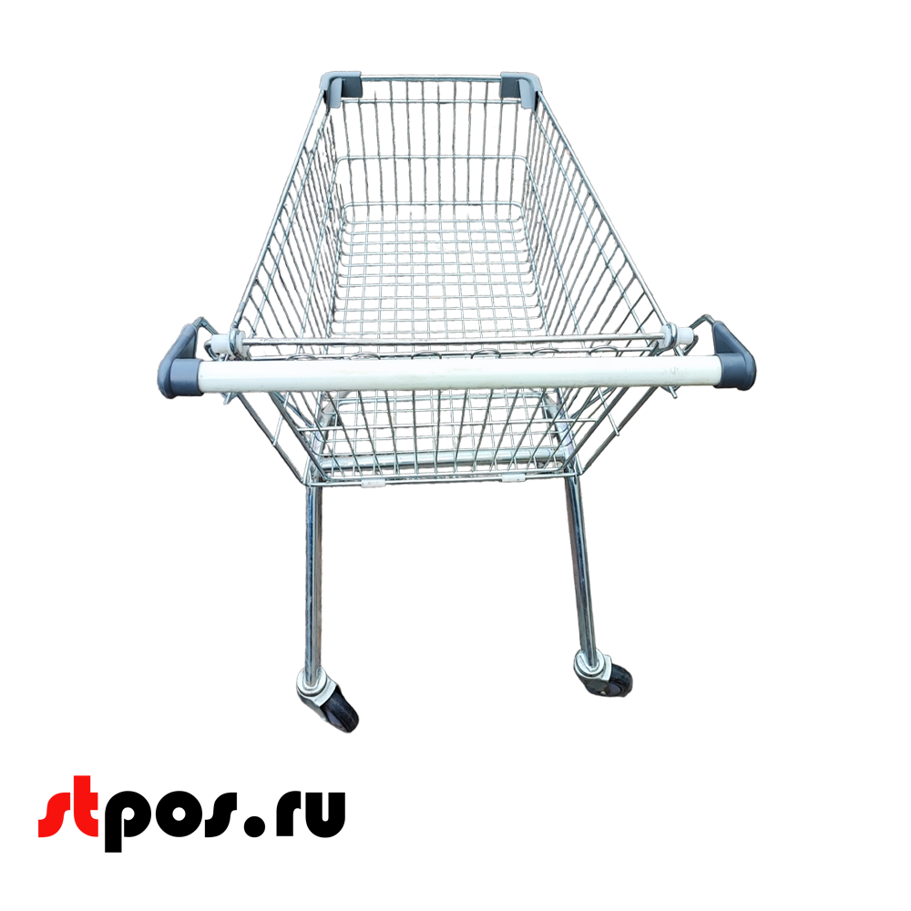 01_Тележка покупательская 100 литров, цинк+лак, без детского сидения (европейский тип), Серый