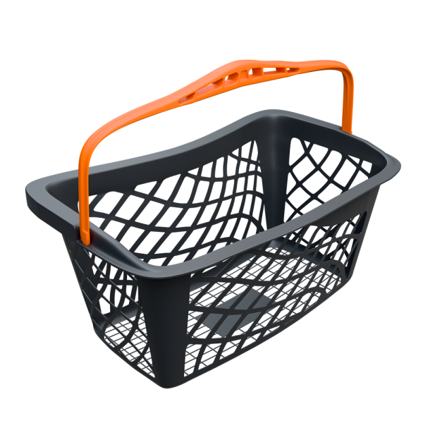 sk_Корзинка покупательская GT26eco 26л, RAL9005 Чёрный с оранжевой ручкой