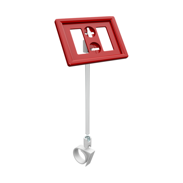 sk_Рамка ТЕХНО А8 красная, белый держатель TECHNO ROLL-VL-L улитка на край посуды, ножка 100мм