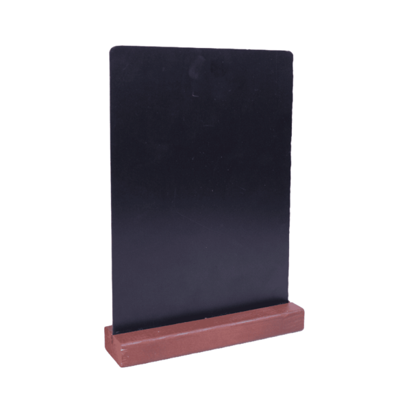 sk_Тейбл-тент вертикальный, А5, 150х250х40мм, меловой, ПВХ, с деревянным основанием 40х19мм, темным